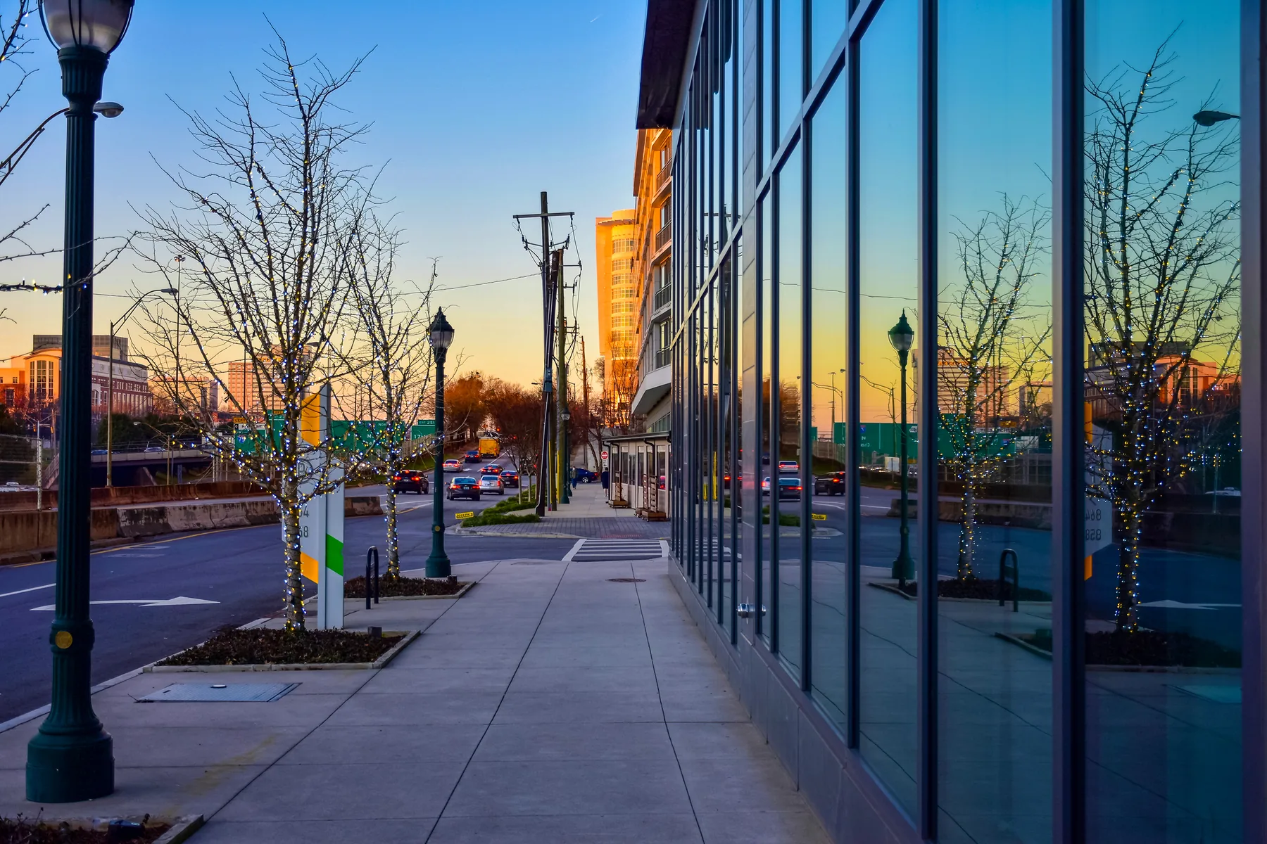 A Georgia street at dusk.
